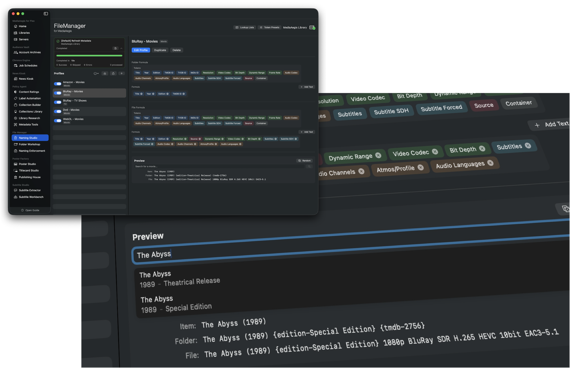 File Manager naming profiles with Library Research